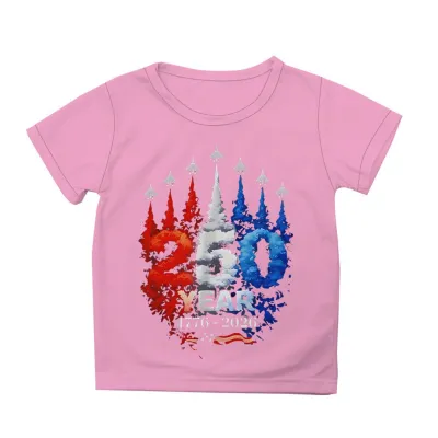 Kids Boys And Girls Fashion Casual Independence Day Printed Short-Sleeve T-Shirt