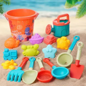 Fashion Cute Beach Bucket Sand Digging Shovel Beach Tools 16pcs-Set