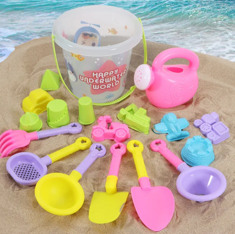 Fashion Beach Bucket Sand Digging Shovel Beach Tools 18pcs Set Kids Toy