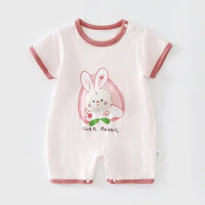 Kids Baby Boys Girls Fashion Casual Summer Thin Short-Sleeve Rompers Unisex Pullover Regenerated Cellulose Fiber