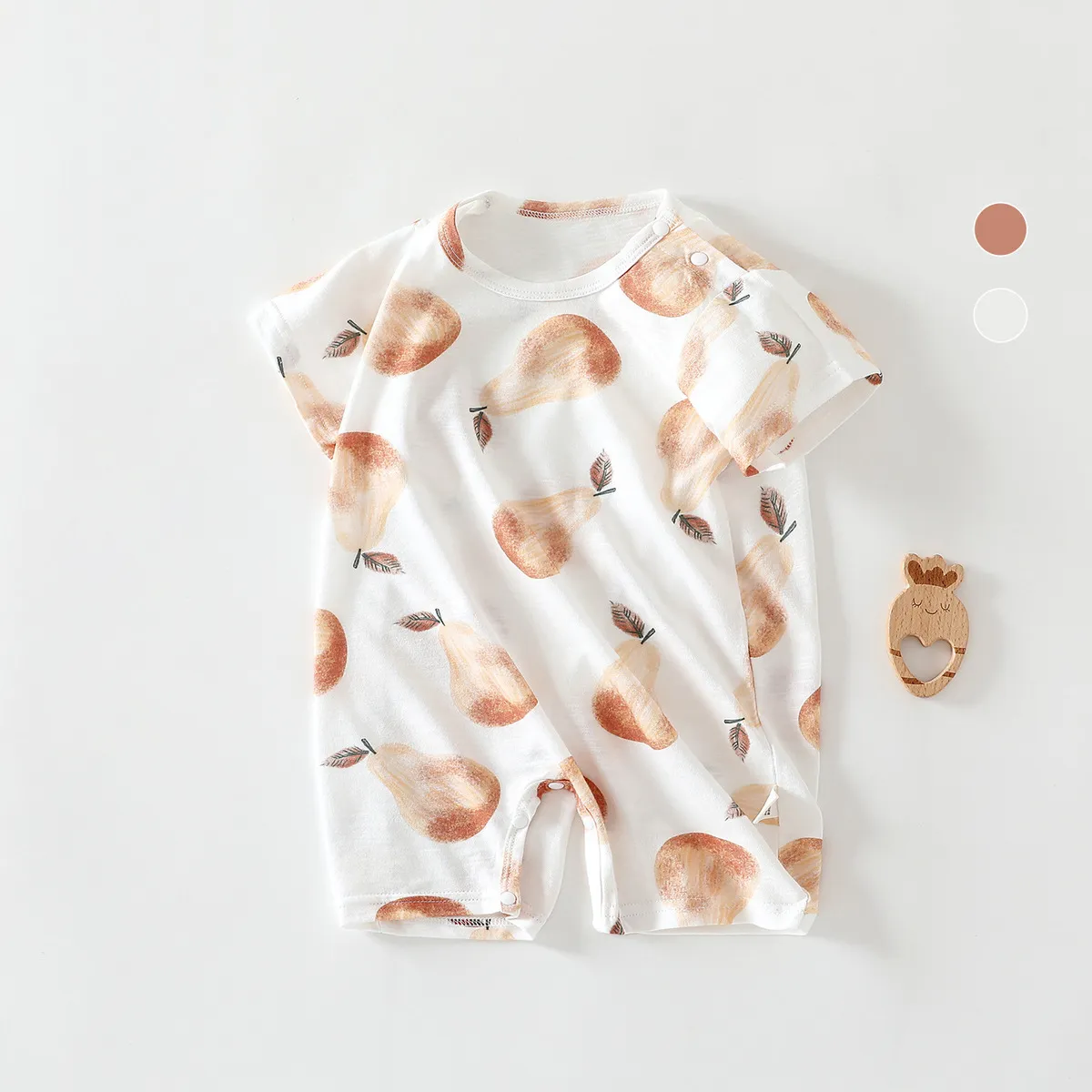 Kids Baby Boys Girls Summer Thin Printed Cotton Short-Sleeve Rompers Bodysuit Unisex Light-Weight Combed Cotton Milk Fiber