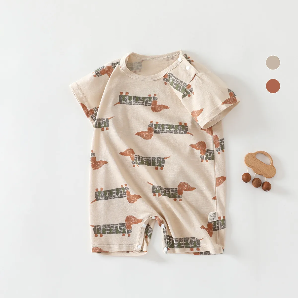 Kids Baby Boys And Girls Summer Thin Printed Cotton Short-Sleeve Rompers