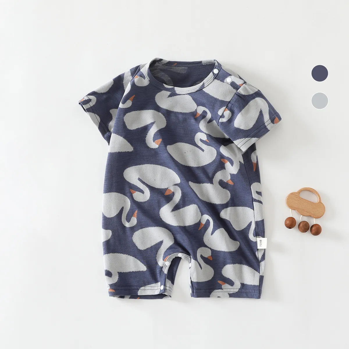 Kids Baby Boys Girls Summer Thin Printed Cotton Short-Sleeve Bodysuit Rompers