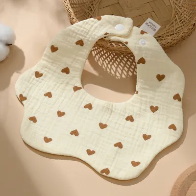 Kids Baby Fashion Cute Printed 6-Layer Wrinkled Cloth Cotton Unisex Bib