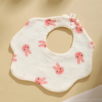 Kids Baby Fashion Cute Printed 6-Layer Wrinkled Cloth Cotton Unisex Bib