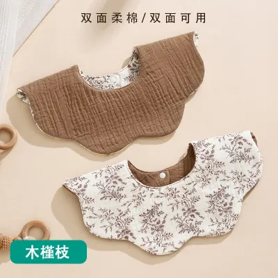 Kids Baby Fashion Cute Cotton Gauze Double-Sided Waterproof Petal Bib Unisex