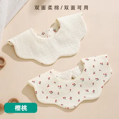 Kids Baby Fashion Cute Cotton Gauze Double-Sided Waterproof Petal Bib Unisex