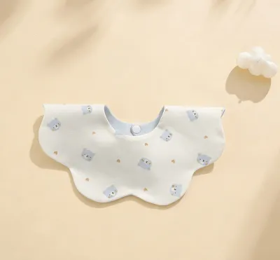 Kids Baby Unisex Cotton Printed Towel Bib with Cartoon Floral Pattern