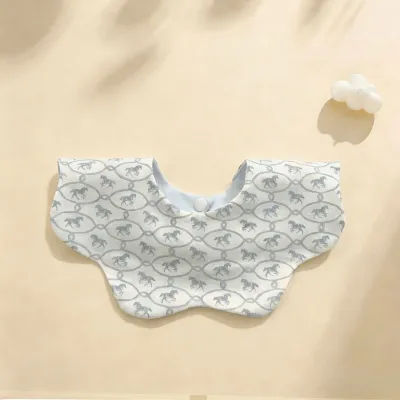 Kids Baby Unisex Cotton Printed Towel Bib with Cartoon Floral Pattern