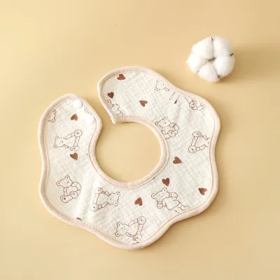 Kids Baby Fashion Cute Petal Shape Cotton Waterproof Bib