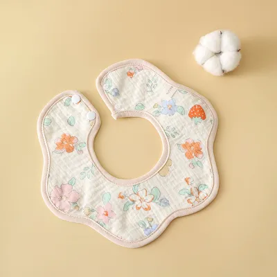 Kids Baby Fashion Cute Petal Shape Cotton Waterproof Bib