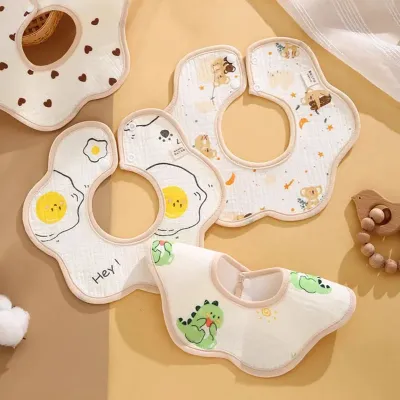 Kids Baby Fashion Cute Petal Shape Cotton Waterproof Bib