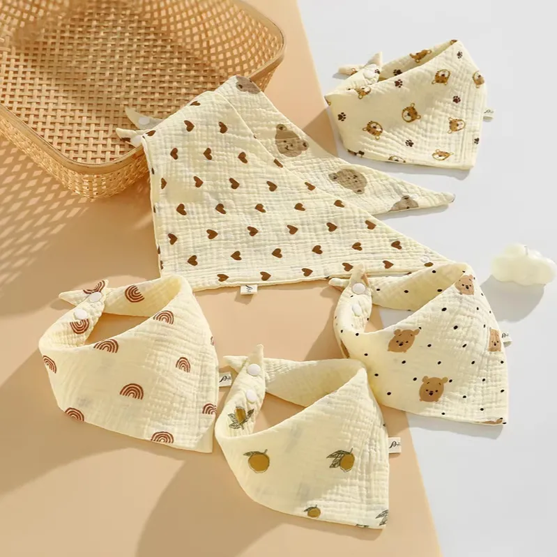 Kids Baby Fashion Cartoon Cotton Gauze Bib Unisex