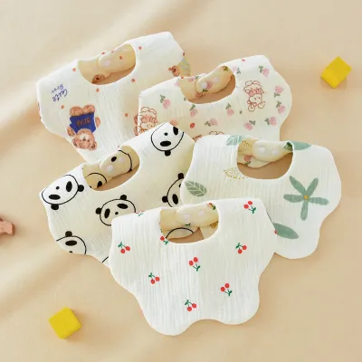 Kids Baby Fashion Cartoon Six-Layer 360 Degree Rotatable Gauze Bib