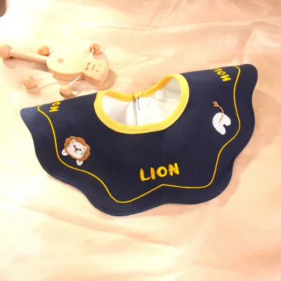 Kids Baby Fashion Cute Embroidery 360 Degree Rotatable Double Towel Bib for Unisex Pure Cotton Cartoon