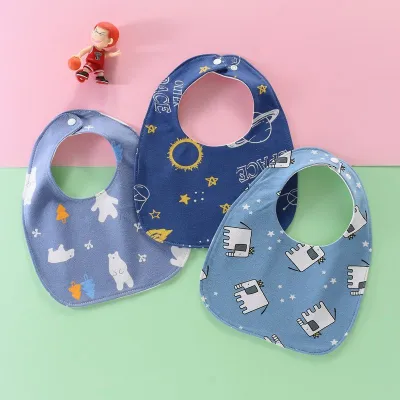 Kids Baby's Fashion Printed U-Shaped Cotton Waterproof Thickened Bib 3pcs-Set