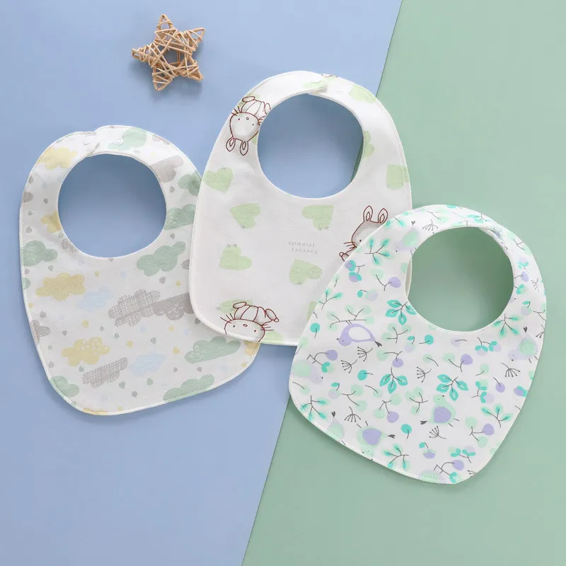 Kids Baby's Fashion Printed U-Shaped Cotton Waterproof Thickened Bib 3pcs-Set