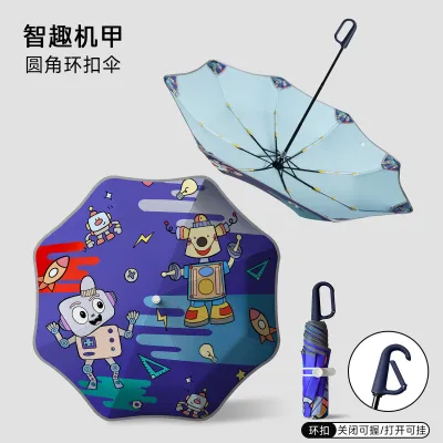 Kids Cartoon Manual Three Folding Umbrella Home Storage