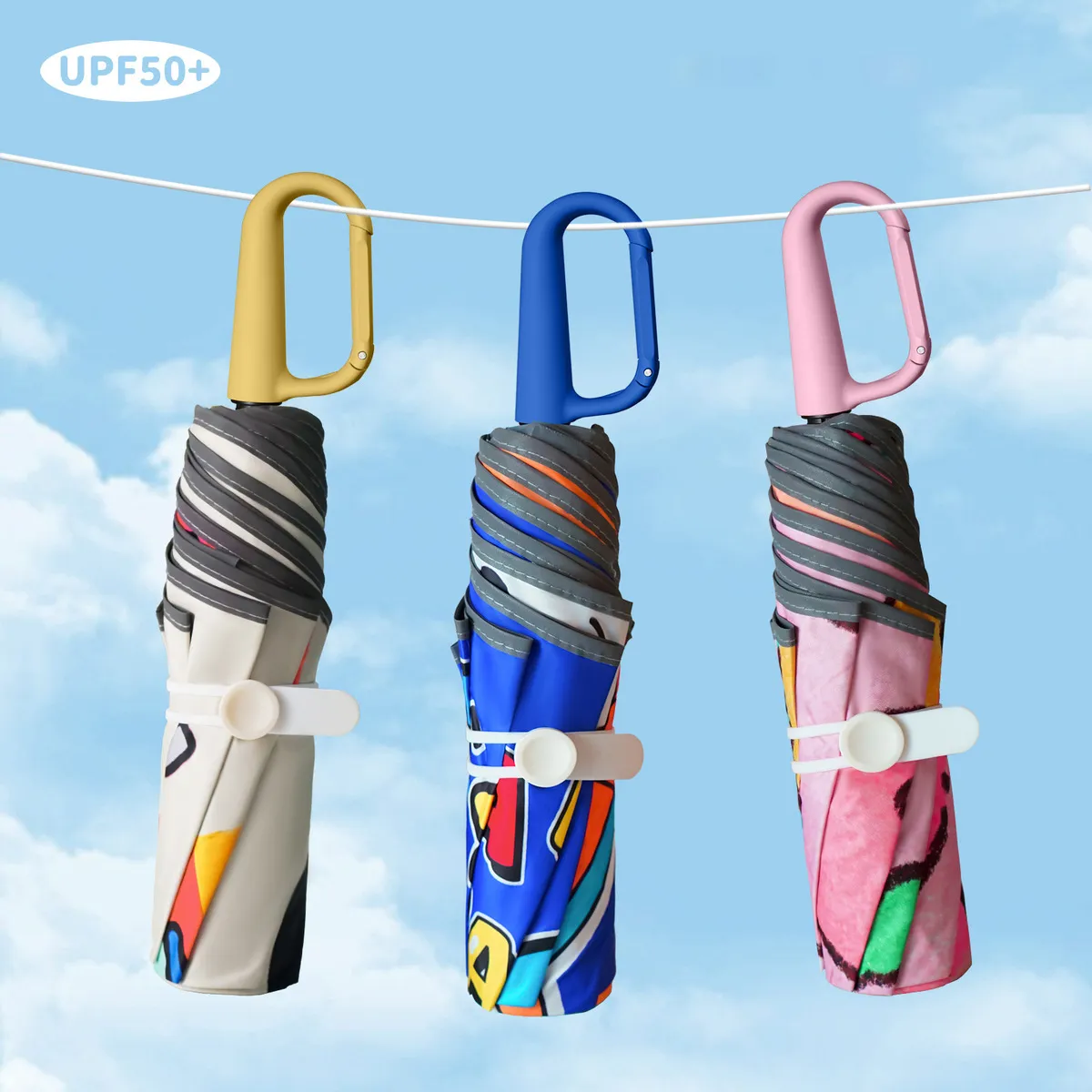 Kids Cartoon Manual Three Folding Umbrella Home Storage