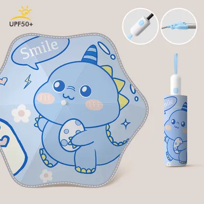 Kids Girls And Boys Fashion Cute Three-Folding Fully Automatic Umbrella with UPF 50+