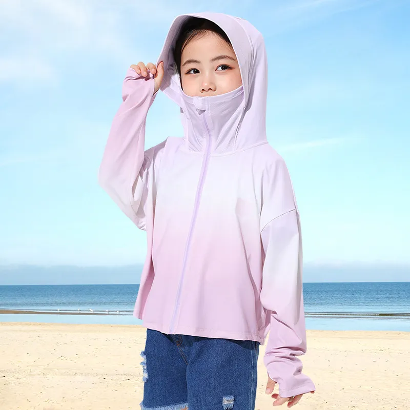 Kids Boys And Girls Fashion Casual Gradient Color Outdoor Thin UPF 50+ Sun Protection Coat