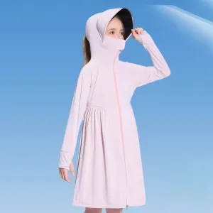 Kids Girls Fashion Casual Solid Color Outdoor Long Breathable Thin Ice Silk UPF 100+ Sun Protection Coat