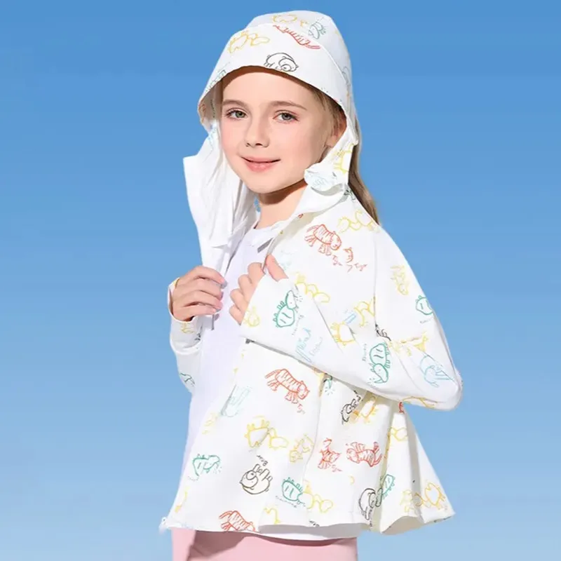 Kids Boys And Girls Fashion Casual Printed Summer Thin Breathable UPF 150+ Sun Protection Coat