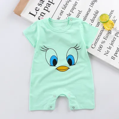 Kids Baby Boys Girls Fashion Casual Spring Summer Printed Cotton Short-Sleeve Rompers