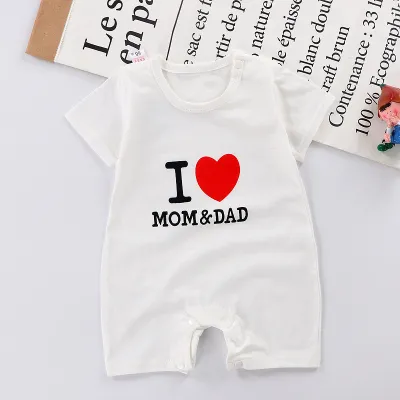 Kids Baby Boys Girls Fashion Casual Spring Summer Printed Cotton Short-Sleeve Rompers