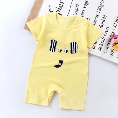 Kids Baby Boys Girls Fashion Casual Spring Summer Printed Cotton Short-Sleeve Rompers