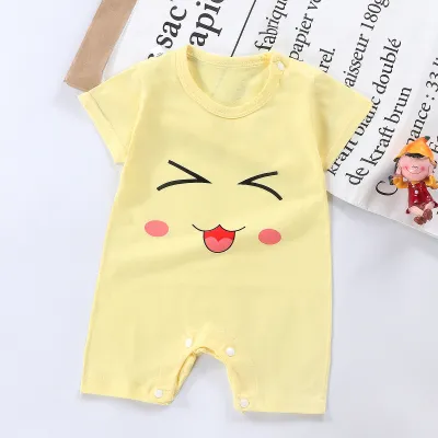 Kids Baby Boys Girls Fashion Casual Spring Summer Printed Cotton Short-Sleeve Rompers