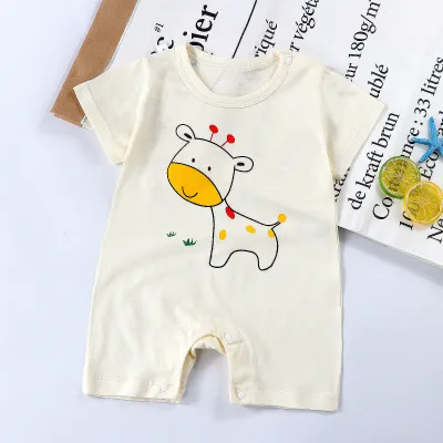 Kids Baby Boys Girls Fashion Casual Spring Summer Printed Cotton Short-Sleeve Rompers