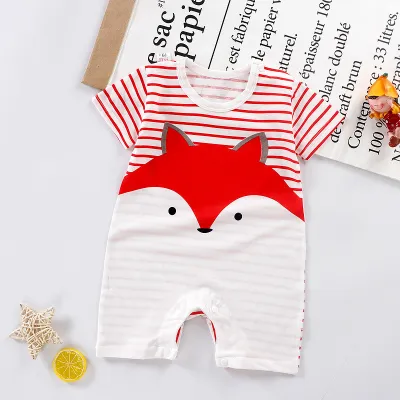 Kids Baby Boys Girls Fashion Casual Spring Summer Printed Cotton Short-Sleeve Rompers