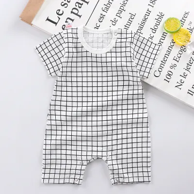 Kids Baby Boys Girls Fashion Casual Spring Summer Printed Cotton Short-Sleeve Rompers
