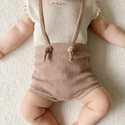 Kids Baby Boys Girls Fashion Solid Color Stretch High Waist Cotton Rompers Shorts Unisex