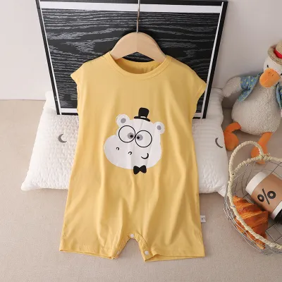 Kids Baby Boys Girls Cartoon Printed Sleeveless Rompers Summer Casual Thin Short Climb