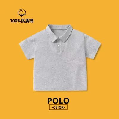 Kids Boys Girls Casual Solid Color Short Sleeve Polo Shirt Cotton Unisex