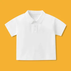 Kids Boys Girls Casual Solid Color Short Sleeve Polo Shirt Cotton Unisex