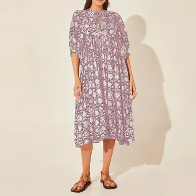 Bohemian Vacation Women Casual Loose Print Midi Dress