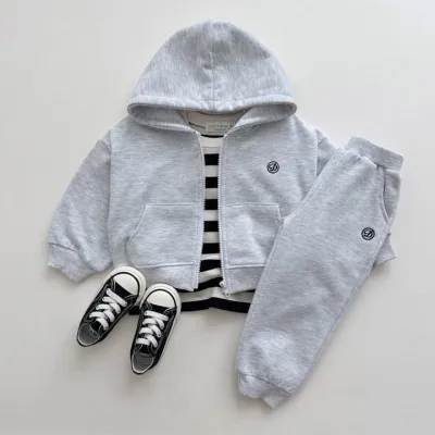 Kids Boys Girls Fashion Casual Zip-Up Hoodie and Pants Two-Piece Set Cotton