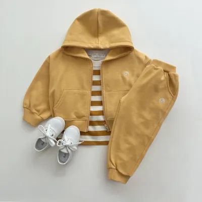 Kids Boys Girls Fashion Casual Zip-Up Hoodie and Pants Two-Piece Set Cotton