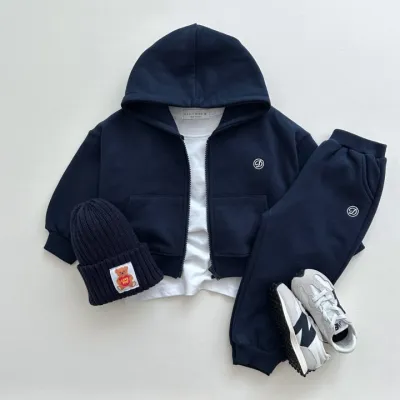 Kids Boys Girls Fashion Casual Zip-Up Hoodie and Pants Two-Piece Set Cotton