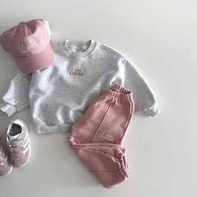 Kids Boys And Girls Cotton Long-Sleeve Sweatshirt Pants Two-Piece Set