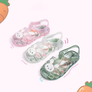 Kids Girls Fashion Cute Bunny Crystal Hollow Non-Slip Sandals