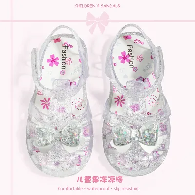 Girls' Fashion Princess Sandals with Crystal Non-Slip PVC Sole