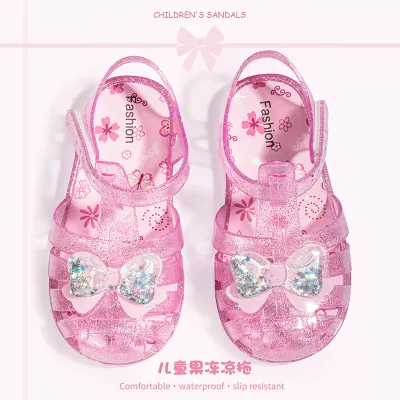 Girls' Fashion Princess Sandals with Crystal Non-Slip PVC Sole