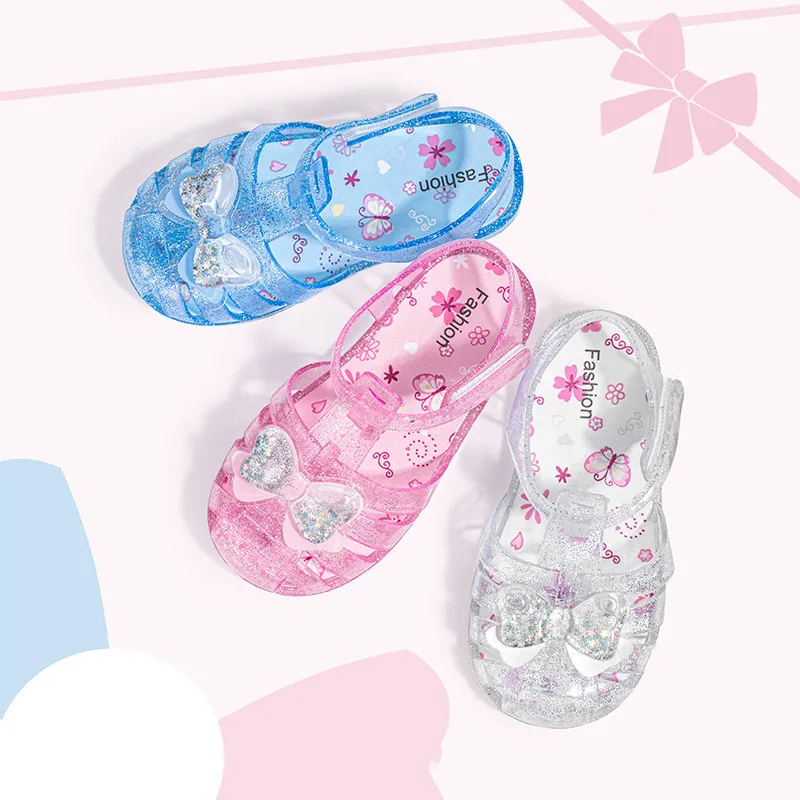 Girls' Fashion Princess Sandals with Crystal Non-Slip PVC Sole