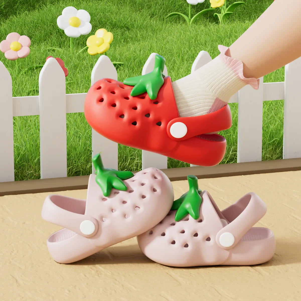 Kids Girls Fashion Cute Strawberry EVA Sandals Unisex