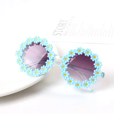 Kids Girls Fashion Cute Small Flower Beach Sunglasses Round Frame PC