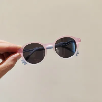 Kids Fashion Cute Jelly Color Round Frame Sunglasses TPEE TR TAC Lens